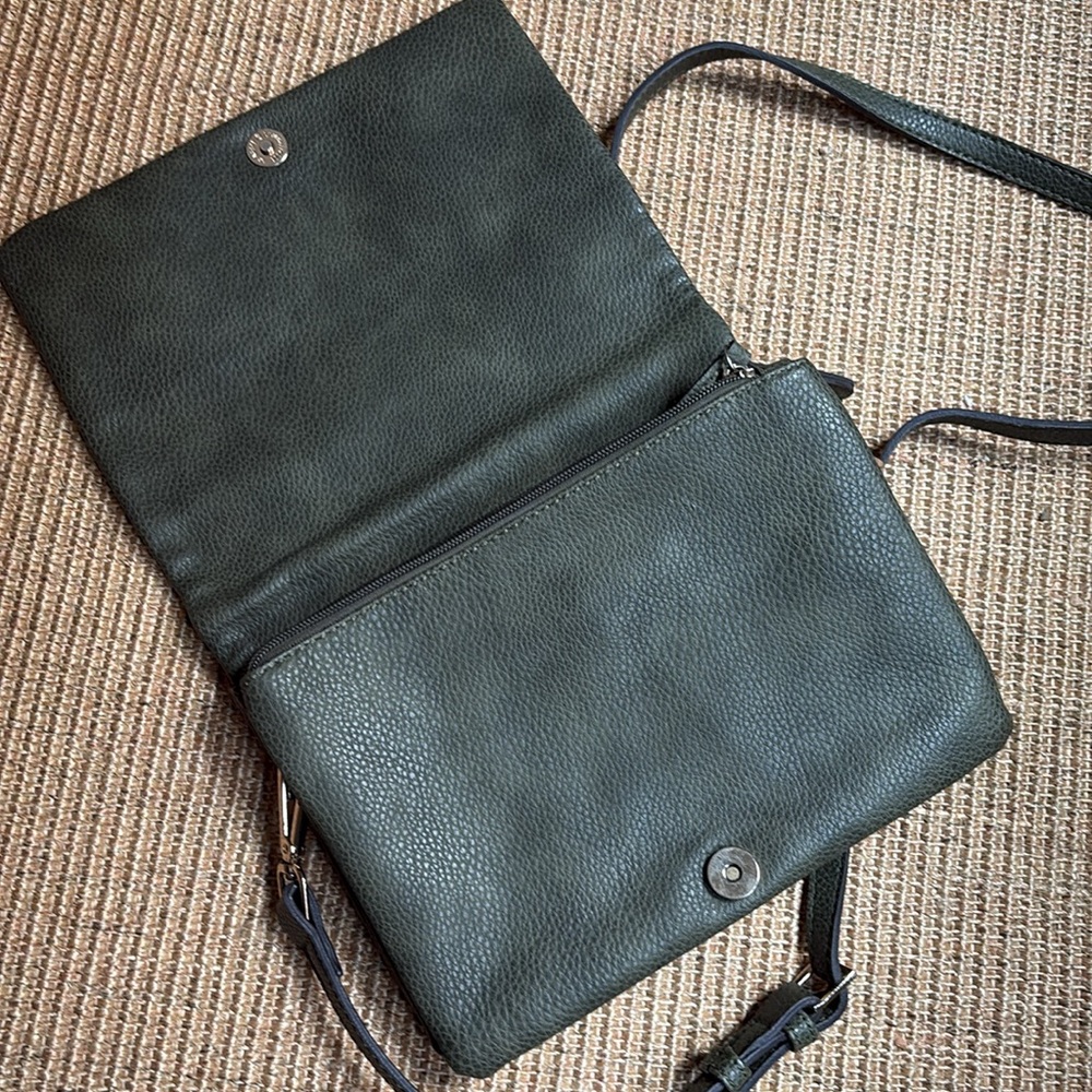 Vegan Leather Crossbody Stitch Fix Street Level Foldover Demi Bag Army Green